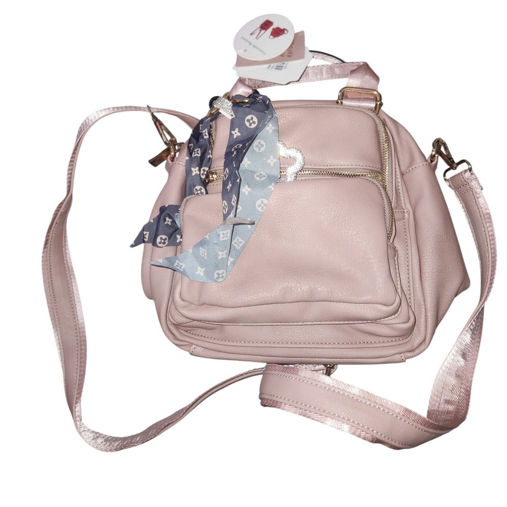 Handbag Republic Classic Convertible Backpack Pink Vegan Leather Gold Hardware